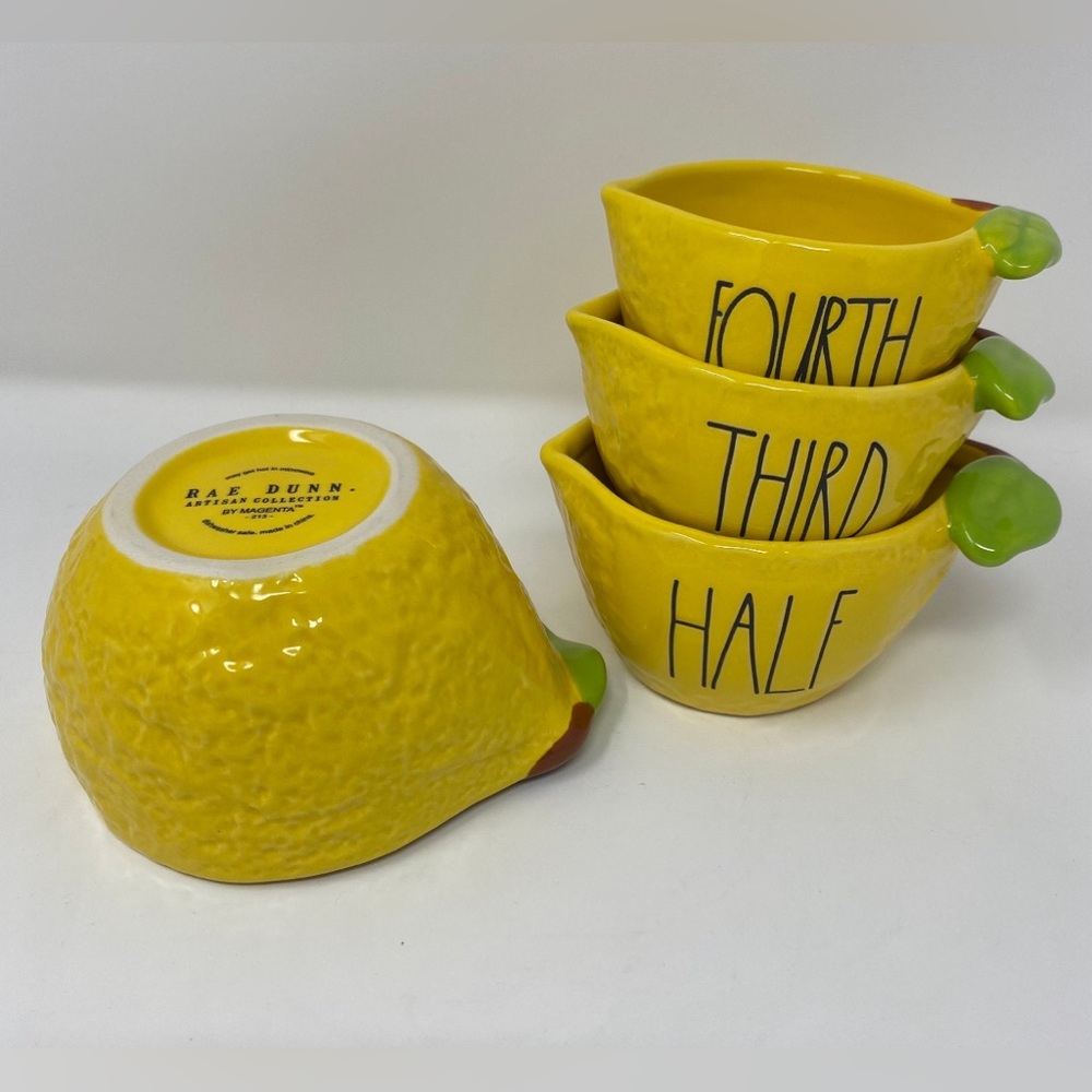 NEW Rae Dunn Ceramic Yellow Lemon Measuring Cup Set ๐ - Picture 4 of 5